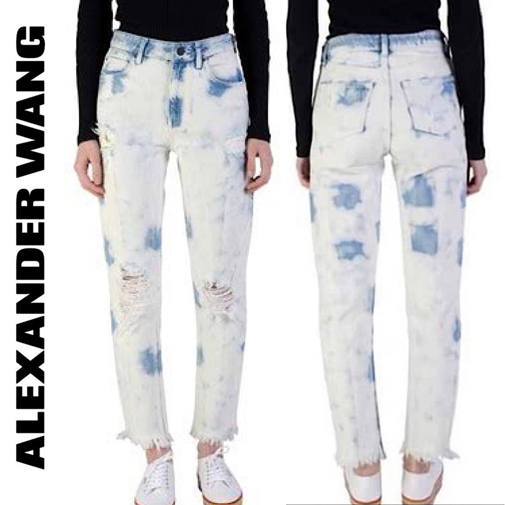 Alexander Wang Cult Side Zip In Bleach Out Jeans Size 25 Distressed High Rise